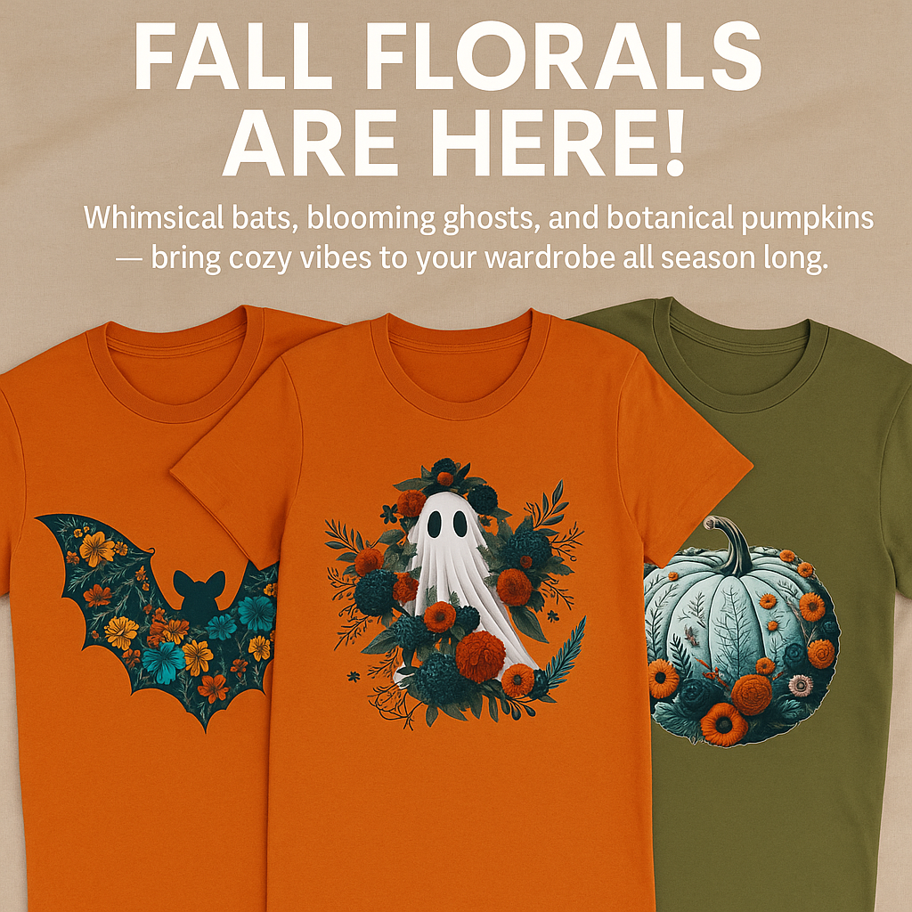 Autumn Flower Bat T‑Shirt