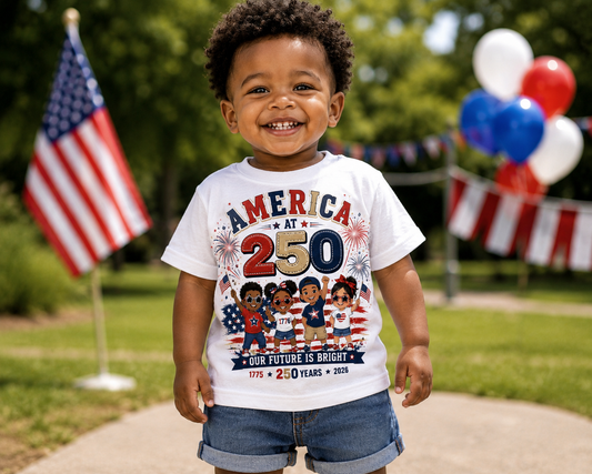 America at 250 – Our Future Is Bright | Youth Patriotic T-Shirt (Toddler & Kids)