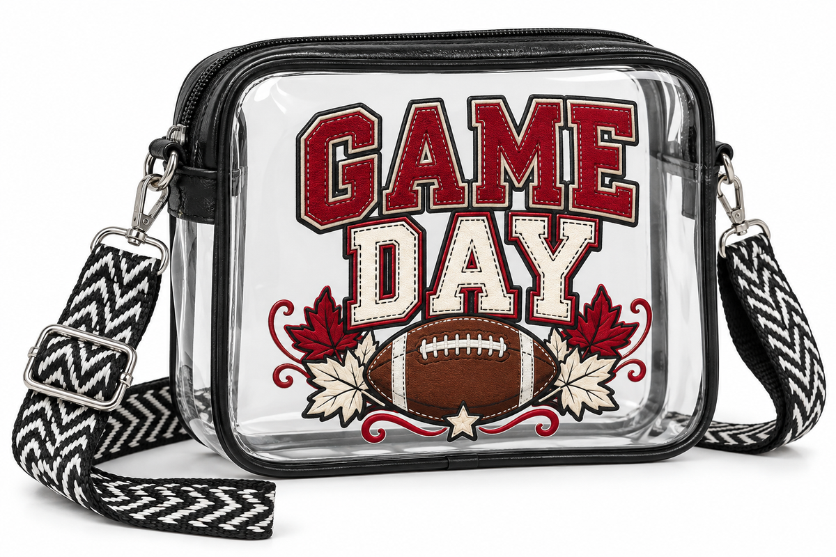 Game Day Clear Crossbody Bag - Red,Grey