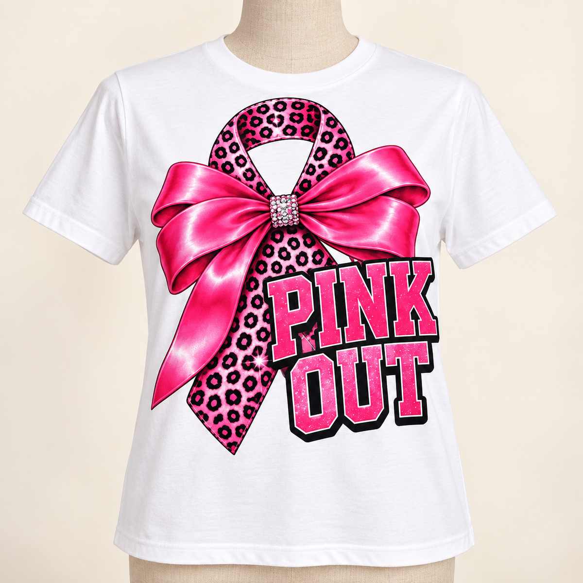 Pink Out Leopard Bow Pink Out T-Shirt