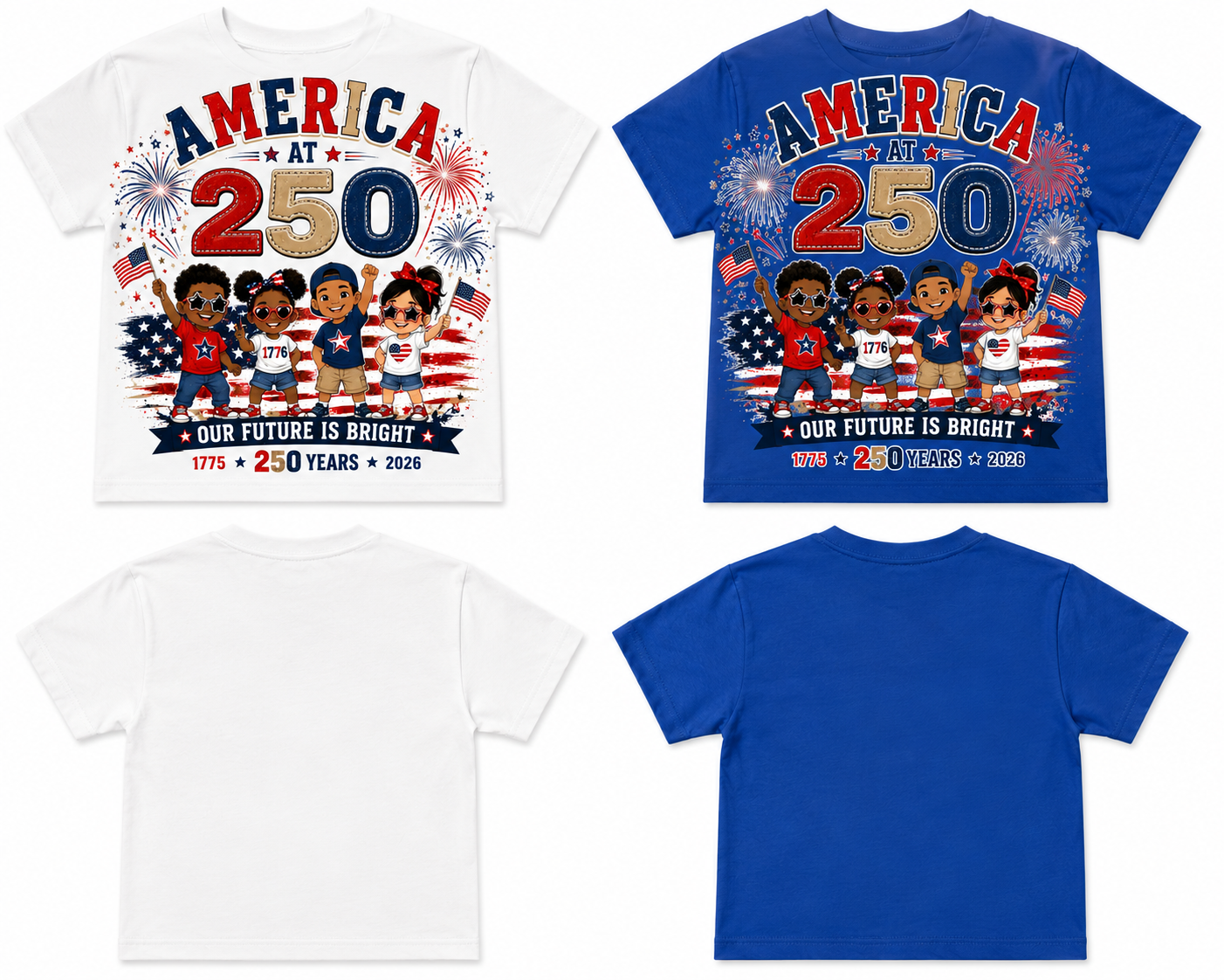 America at 250 – Our Future Is Bright | Youth Patriotic T-Shirt (Toddler & Kids)