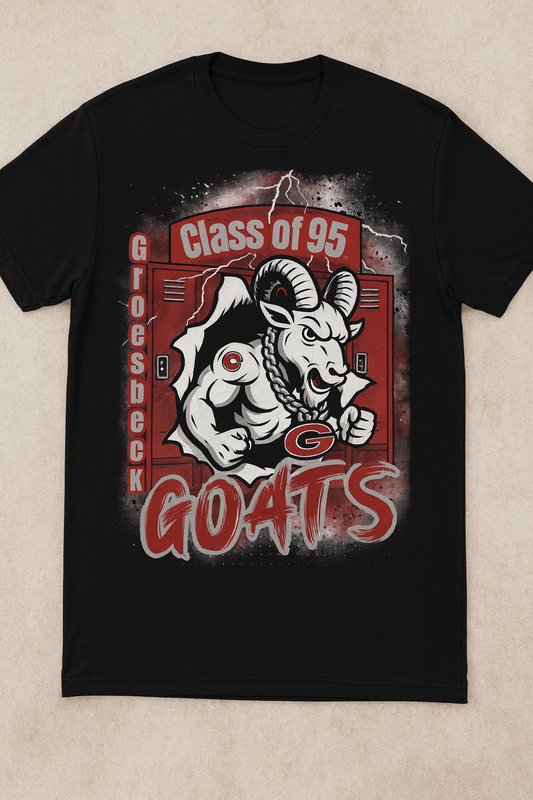 Groesbeck High School Class of ’95 Reunion T-Shirt – Goats Locker Room