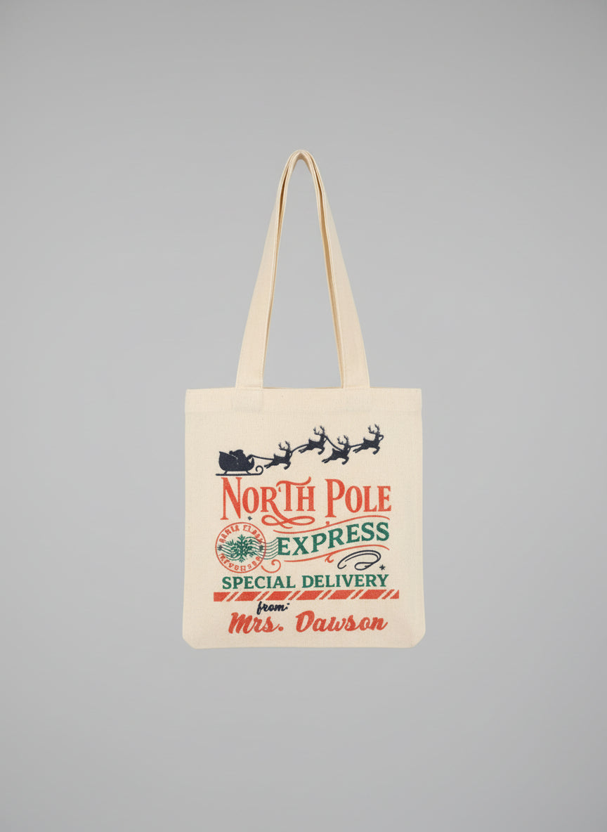Mini Canvas Gift Bags – Set of 12 (North Pole Express Edition)